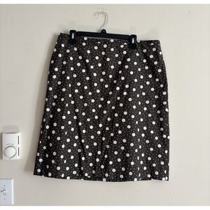Boden Pencil Skirt‎ US 14 Long 14L Preppy Polka Dot Brown White Lined Pocket